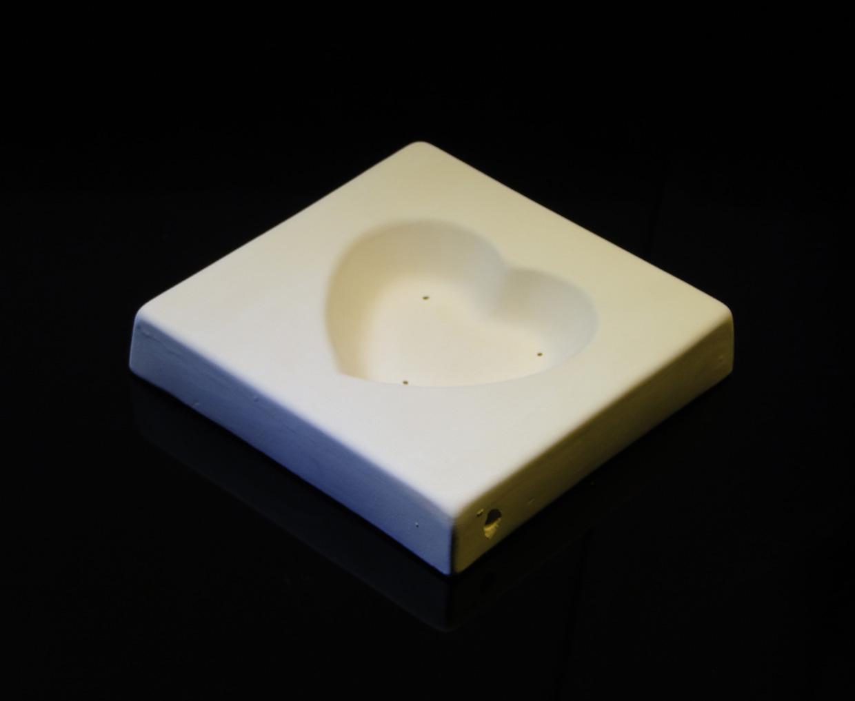 Füzyon cam çöktürme kalıbı- Kalp-15x15x2cm-