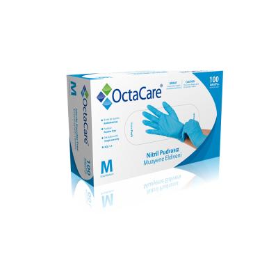 Octacare Mavi Pudrasız Nitril Eldiven Medium 100'lü 
